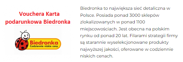 Karta podarunkowa Biedronka